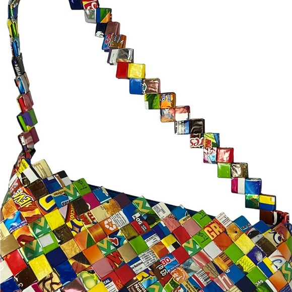 Foil gum candy wrapper colorful shoulder bag purse - Picture 5 of 8